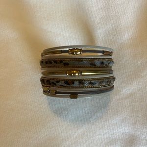 Leopard Print Leather Wrap Bracelet